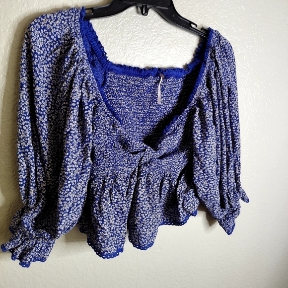 Free people Brittnee Print Smocked Back Peplum Top sz S - Picture 3 of 8